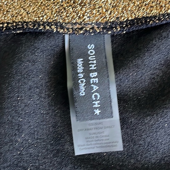 South Beach longline gold side slits open front Metallic Duster Cardigan Sweater - Picture 4 of 15